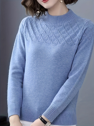 Pulover od viskoze s okruglim izrezom, dugim rukavima, labavog kroja