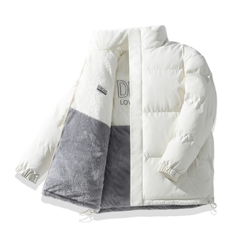 Αναστρέψιμο παλτό από βαμβάκι με επένδυση φλίς - Unisex, φερμουάρ, στάντ κολάρο, φλίς επένδυση