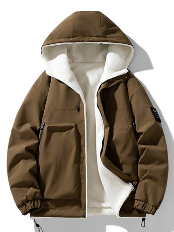 Αντιστρεφόμενο μπουφάν με φλις επένδυση και quilted πολυεστερικό γέμισμα, με κουκούλα, φαρδιά γραμμή