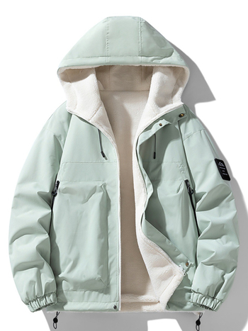 Αντιστρεφόμενο μπουφάν με φλις επένδυση και quilted πολυεστερικό γέμισμα, με κουκούλα, φαρδιά γραμμή