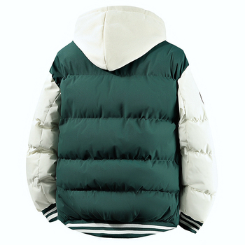 Μπουφάν με επένδυση από βαμβάκι, κορεατικού στυλ καρντγκάν, κουκούλα, κλείσιμο με φερμουάρ, παχύ για τον χειμώνα