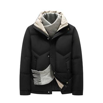 Ανδρικό μπουφάν άνοιξης-φθινοπώρου με πολυεστερικό γέμισμα, στάσιμος γιακάς, φερμουάρ, ελεύθερη γραμμή, πολλαπλές τσέπες