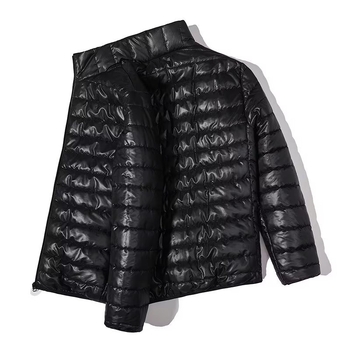 Ανδρικό μπουφάν με παχύ πλήρωμα πολυεστέρα, εξωτερικό ύφασμα πολυεστέρα, σταθερός γιακάς, φερμουάρ, πλαϊνές τσέπες, κορεατικό στυλ