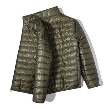 Ανδρικό μπουφάν με παχύ πλήρωμα πολυεστέρα, εξωτερικό ύφασμα πολυεστέρα, σταθερός γιακάς, φερμουάρ, πλαϊνές τσέπες, κορεατικό στυλ