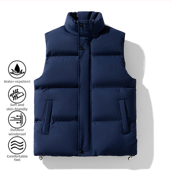 Muška bezrukavna vesta s Down izolacijom, slim fit, prugast corduroy vanjski sloj i glavna tkanina od zajčine dlake