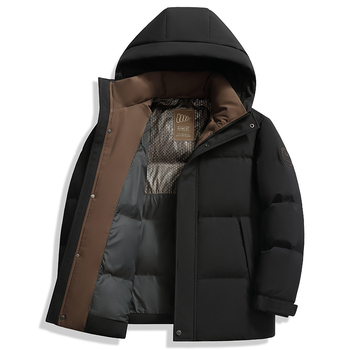 Ανδρικό μπουφάν με κουκούλα από πούπουλο πάπιας - 550 γέμισμα πούπουλου, πλήρωσης 100–150 g, προστασία από κρύο -5°C έως 0°C