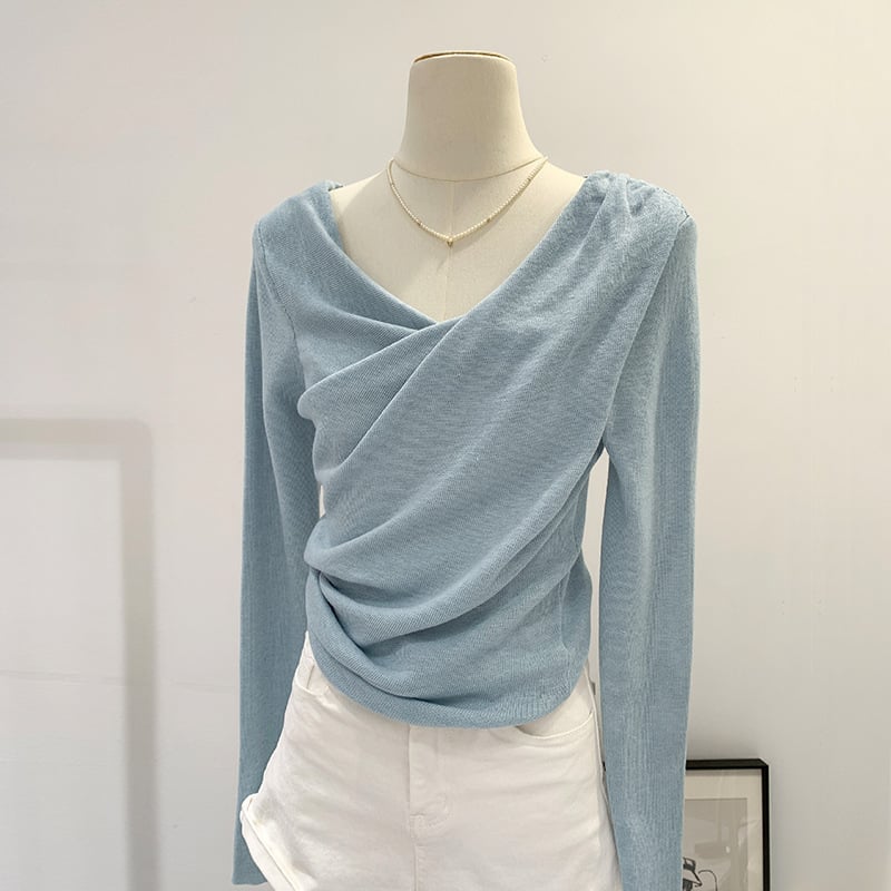 Pulover tricotat damă cu guler swing, mâneci lungi, amestec poliester/acril/spandex, model solid, croială dreaptă, toamnă 2024, stil casual coreean