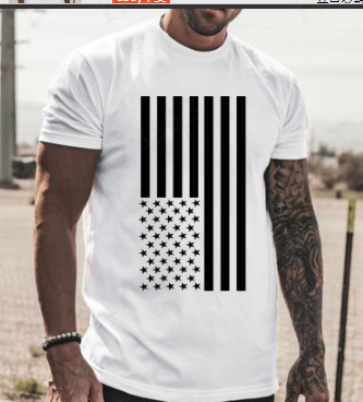 Tricou cu imprimeu 3D, stil stradal, imprimeu camuflaj, guler rotund, poliester