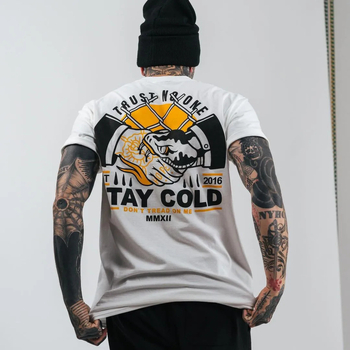 Tricou cu imprimeu 3D, stil stradal, imprimeu camuflaj, guler rotund, poliester