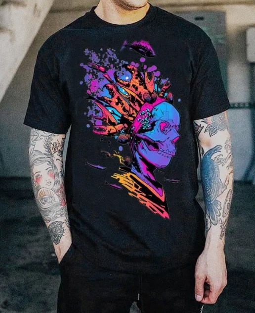 Tricou cu imprimeu 3D, stil stradal, imprimeu camuflaj, guler rotund, poliester