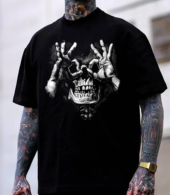 Tricou cu imprimeu 3D, stil stradal, imprimeu camuflaj, guler rotund, poliester