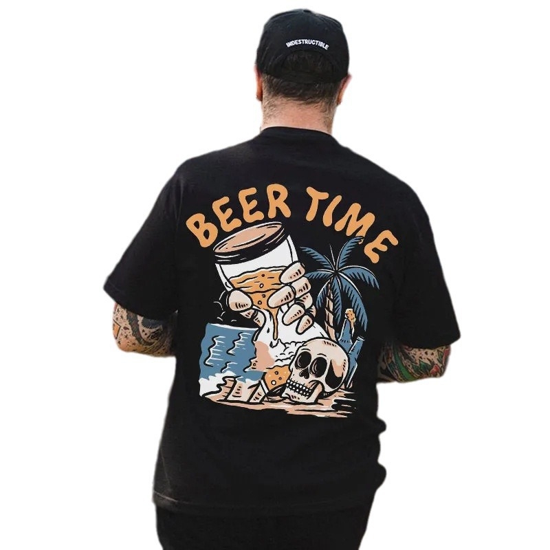 Tricou cu imprimeu 3D, stil stradal, imprimeu camuflaj, guler rotund, poliester