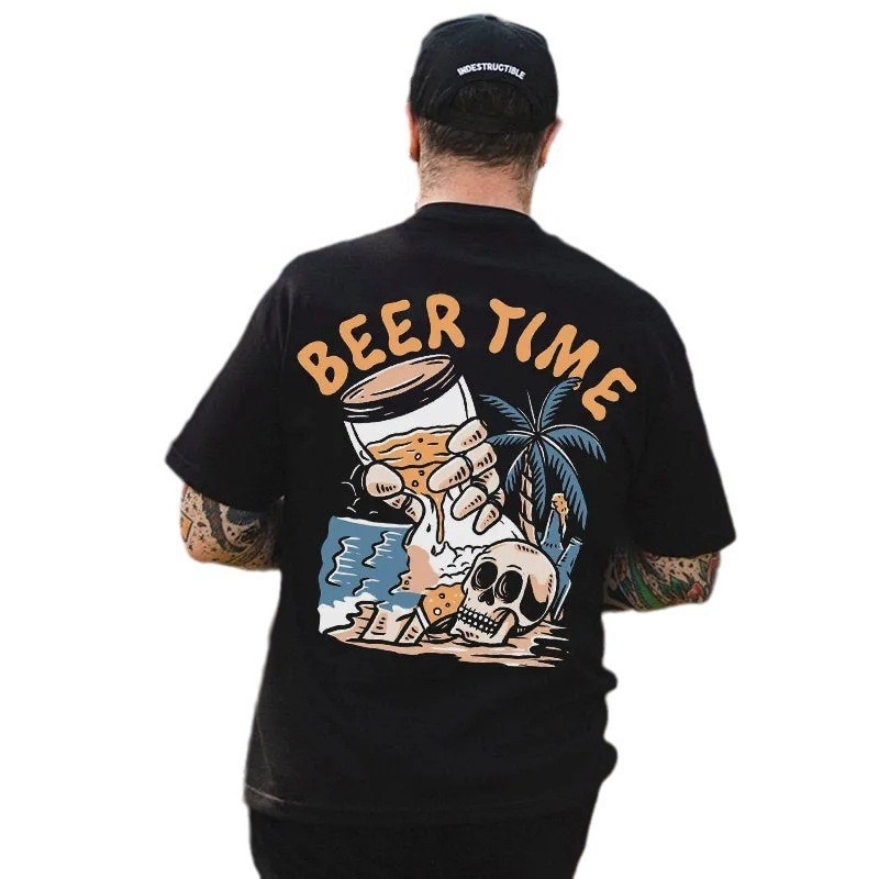 Tricou cu imprimeu 3D, stil stradal, imprimeu camuflaj, guler rotund, poliester