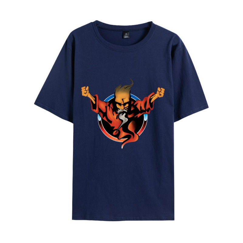 Muški pamuk T-shirt s printom anime karikatura, okrugli izrez, kratki rukavi, slobodan kroj