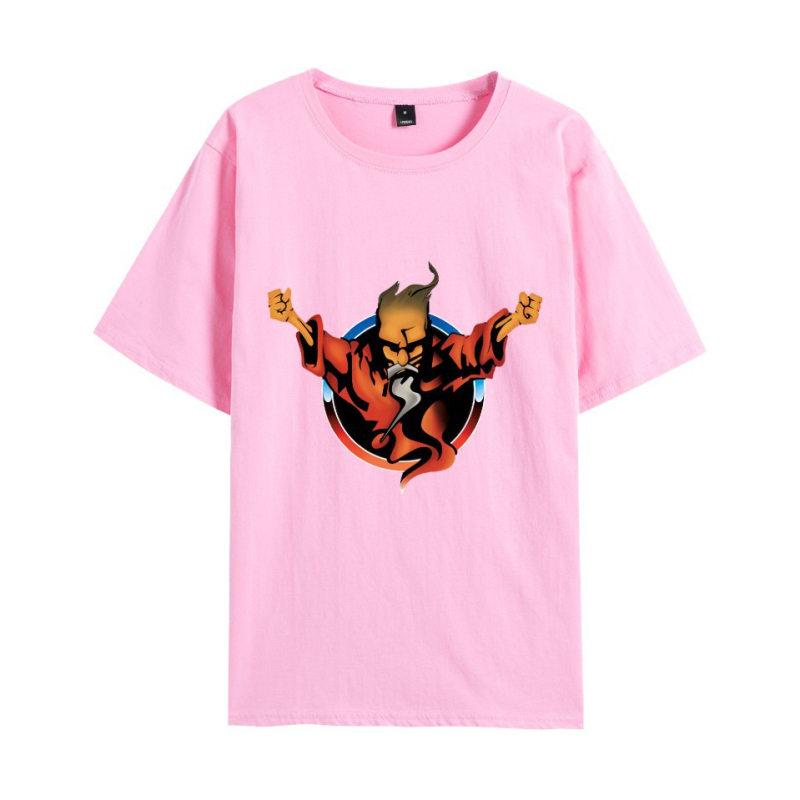 Muški pamuk T-shirt s printom anime karikatura, okrugli izrez, kratki rukavi, slobodan kroj