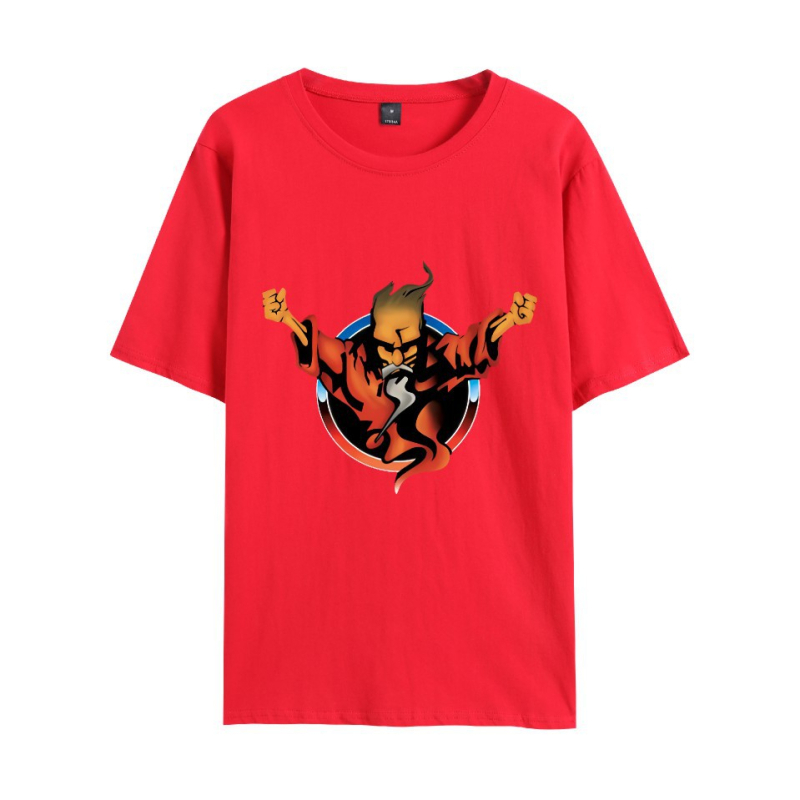 Muški pamuk T-shirt s printom anime karikatura, okrugli izrez, kratki rukavi, slobodan kroj