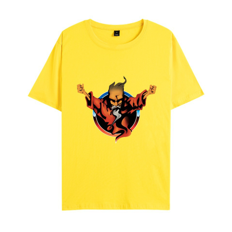 Muški pamuk T-shirt s printom anime karikatura, okrugli izrez, kratki rukavi, slobodan kroj