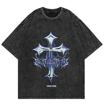 Ανδρικό T‑shirt με εκτύπωση γοτθικού μοτίβου φτερού – αναπνεύσιμο δίχτυ, πολυεστέρας, ψηφιακή 3D εκτύπωση, στρογγυλή λαιμόκοψη, κοντά μανίκια, καλοκαίρι