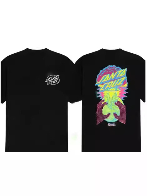 Tricou bărbătesc cu imprimeu 3D Moș Crăciun, croială dreaptă, material plasă respirabil (95% poliester, 5% elastan), mâneci scurte, vară 2024