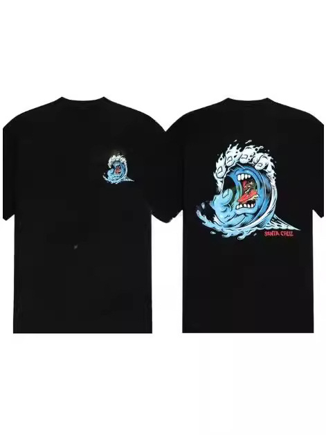 Tricou bărbătesc cu imprimeu 3D Moș Crăciun, croială dreaptă, material plasă respirabil (95% poliester, 5% elastan), mâneci scurte, vară 2024