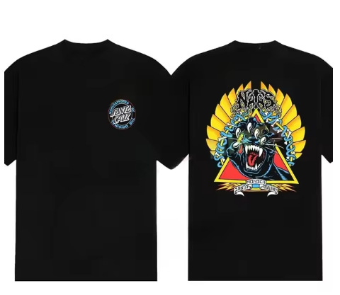 Tricou bărbătesc cu imprimeu 3D Moș Crăciun, croială dreaptă, material plasă respirabil (95% poliester, 5% elastan), mâneci scurte, vară 2024