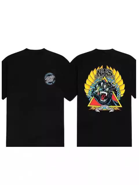 Tricou bărbătesc cu imprimeu 3D Moș Crăciun, croială dreaptă, material plasă respirabil (95% poliester, 5% elastan), mâneci scurte, vară 2024