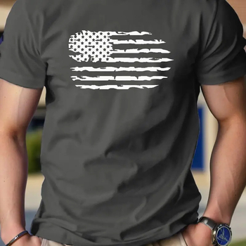 Ανδρικό βαμβακερό T‑shirt με εκτύπωση καρτούν, στρογγυλός λαιμός, κοντά μανίκια, χαλαρή γραμμή