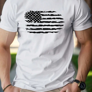 Ανδρικό βαμβακερό T‑shirt με εκτύπωση καρτούν, στρογγυλός λαιμός, κοντά μανίκια, χαλαρή γραμμή