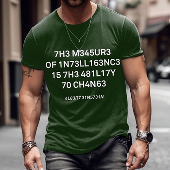 Ανδρικό καλοκαιρινό T‑shirt με στρογγυλό λαιμό, κοντά μανίκια, στενή γραμμή, τρισδιάστατη εκτύπωση σε πολυεστέρα.