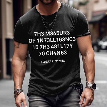 Ανδρικό καλοκαιρινό T‑shirt με στρογγυλό λαιμό, κοντά μανίκια, στενή γραμμή, τρισδιάστατη εκτύπωση σε πολυεστέρα.