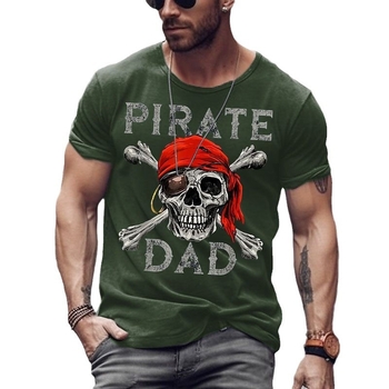 Ανδρικό καλοκαιρινό T‑shirt με στρογγυλό λαιμό, κοντά μανίκια, στενή γραμμή, τρισδιάστατη εκτύπωση σε πολυεστέρα.