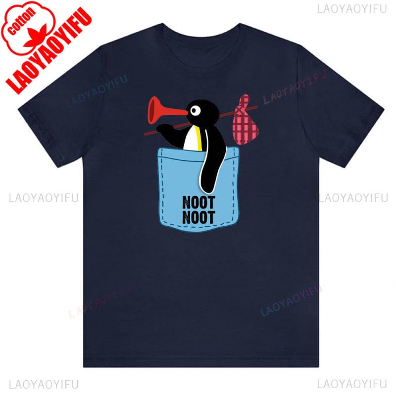 Tricou cu imprimeu pinguin din bumbac, unisex, mâneci scurte, respirabil, 180–250 g/m², 71–80% bumbac, vară 2024