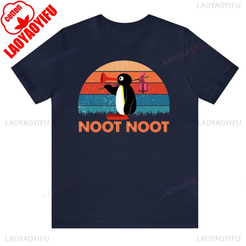 Tricou cu imprimeu pinguin din bumbac, unisex, mâneci scurte, respirabil, 180–250 g/m², 71–80% bumbac, vară 2024
