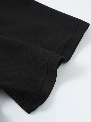 Ανδρικό βαμβακερό T‑shirt με εκτύπωση στον δεξί ώμο, σχέδιο με πλέγμα, χαλαρή γραμμή, στρογγυλός λαιμός, κοντό μανίκι