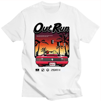 Ανδρική κοντομάνικη T‑shirt 90s Vintage Out Run με εκτύπωση, βαμβάκι 90–95%, στρογγυλός λαιμός, κοντά μανίκια, χαλαρή εφαρμογή