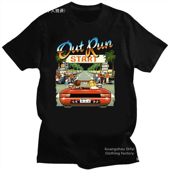 Ανδρική κοντομάνικη T‑shirt 90s Vintage Out Run με εκτύπωση, βαμβάκι 90–95%, στρογγυλός λαιμός, κοντά μανίκια, χαλαρή εφαρμογή