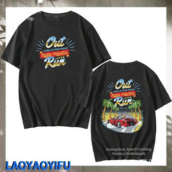 Ανδρική κοντομάνικη T‑shirt 90s Vintage Out Run με εκτύπωση, βαμβάκι 90–95%, στρογγυλός λαιμός, κοντά μανίκια, χαλαρή εφαρμογή