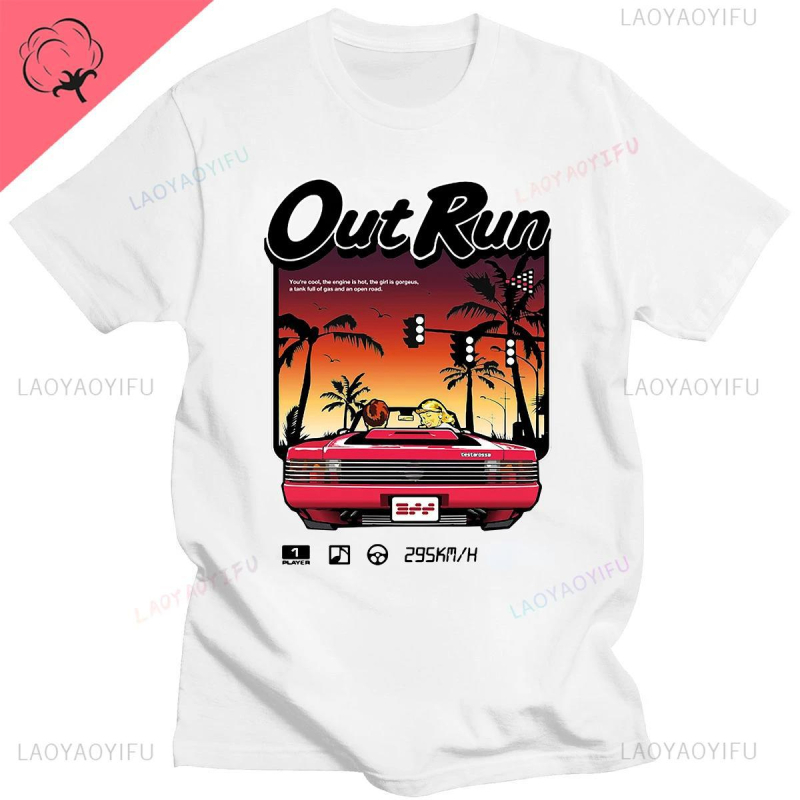 Muška majica T‑shirt 90s Vintage Out Run s printom, pamuk 90–95%, okrugli izrez, kratki rukavi, ležernog kroja