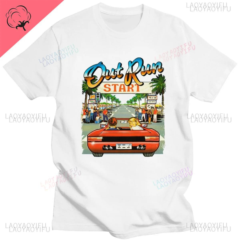 Muška majica T‑shirt 90s Vintage Out Run s printom, pamuk 90–95%, okrugli izrez, kratki rukavi, ležernog kroja