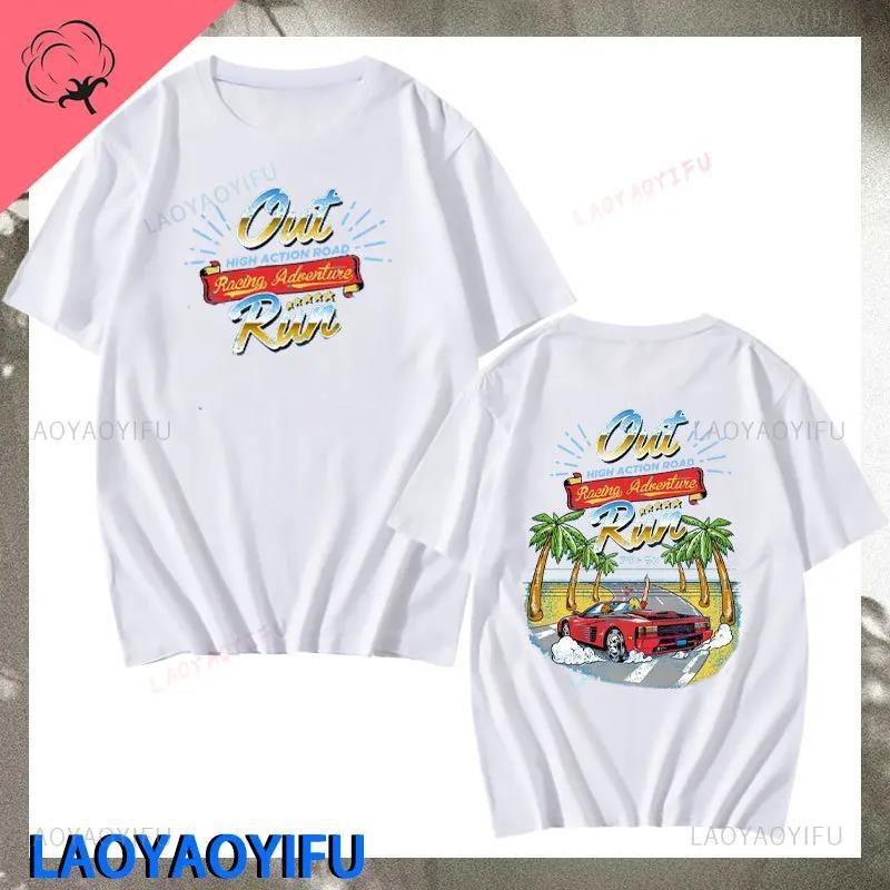 Muška majica T‑shirt 90s Vintage Out Run s printom, pamuk 90–95%, okrugli izrez, kratki rukavi, ležernog kroja