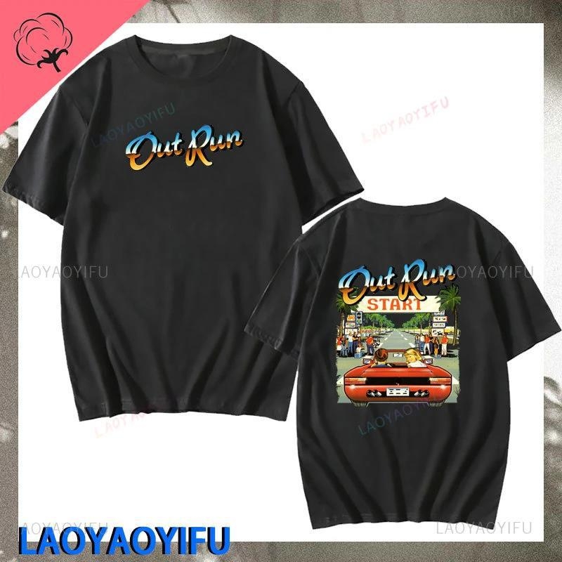 Muška majica T‑shirt 90s Vintage Out Run s printom, pamuk 90–95%, okrugli izrez, kratki rukavi, ležernog kroja