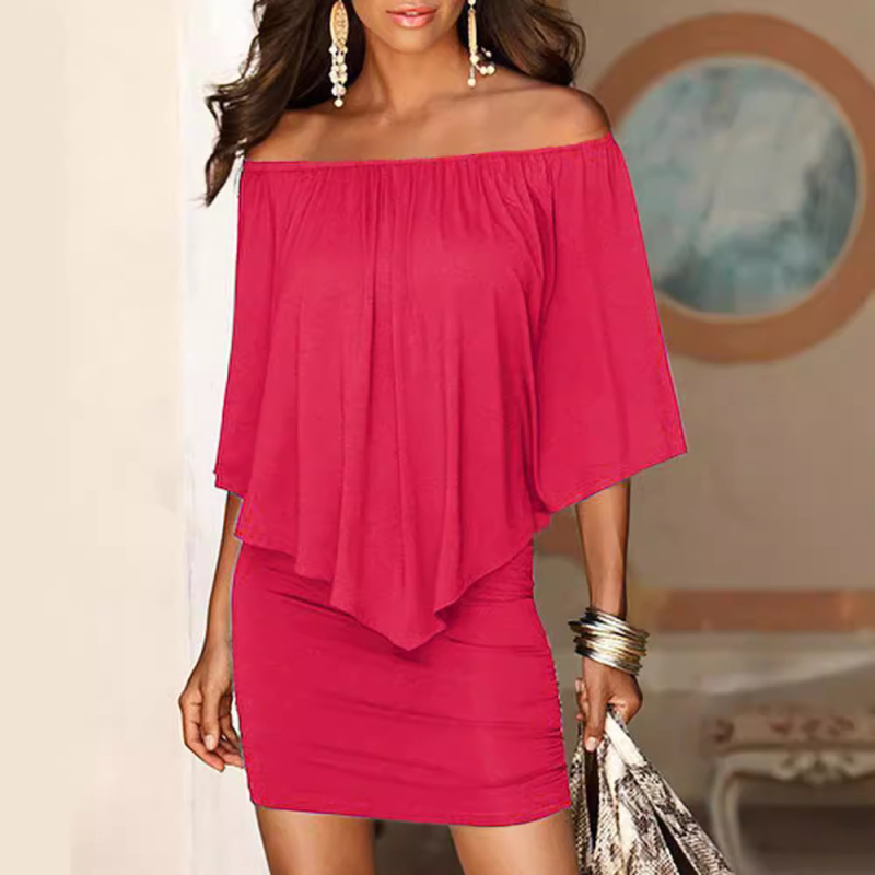 Ruha One-word Collar, denevér ujjú, elasztikus derék, középméret hosszú, Milk Silk anyag