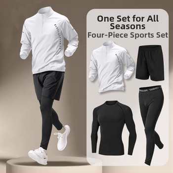 Set sport masculin, uscare rapidă pentru alergare și ciclism, fermoar la jumătate, guler înalt, mâneci lungi, poliester 91–95%