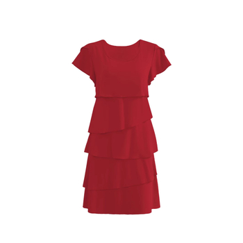 Φόρεμα από Milk Silk ύφασμα, cake skirt τύπου φούστας, στρογγυλό λαιμό, Feifei μανίκια, χαλαρή μέση