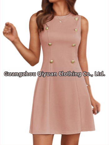 Γυναικείο φόρεμα από πολυεστέρα σε Α-γραμμή, χωρίς μανίκια, με ψηλή μέση, στρογγυλός λαιμός