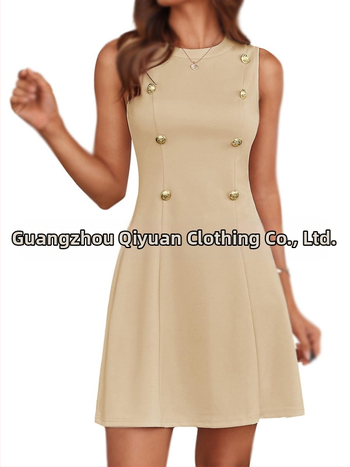 Γυναικείο φόρεμα από πολυεστέρα σε Α-γραμμή, χωρίς μανίκια, με ψηλή μέση, στρογγυλός λαιμός