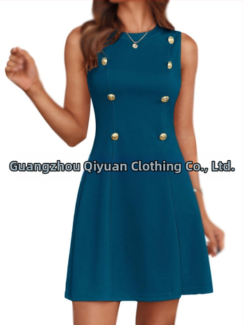 Γυναικείο φόρεμα από πολυεστέρα σε Α-γραμμή, χωρίς μανίκια, με ψηλή μέση, στρογγυλός λαιμός