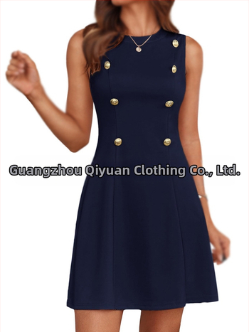 Γυναικείο φόρεμα από πολυεστέρα σε Α-γραμμή, χωρίς μανίκια, με ψηλή μέση, στρογγυλός λαιμός