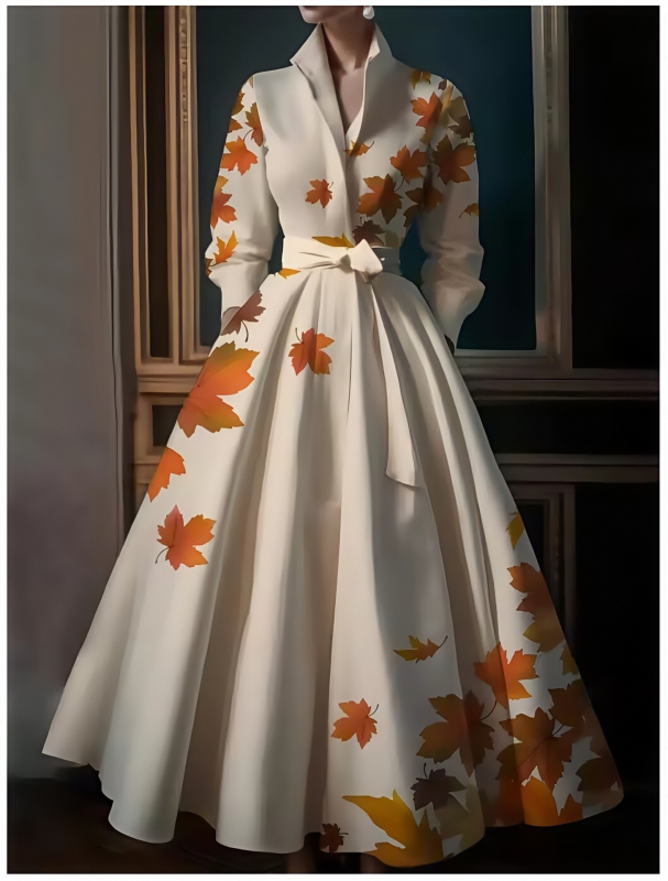 Rochie elegantă cu guler stand, bretele și mâneci lungi, talie elastică, croială A-line, iarna 2024