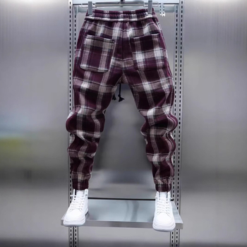 Ανδρικά παντελόνια σε κορεατικό στυλ, tapered εφαρμοστό κόψιμο, μήκος 9/10, μέση μεσαίου ύψους, στενή γραμμή, ύφασμα πολυεστέρα 80%